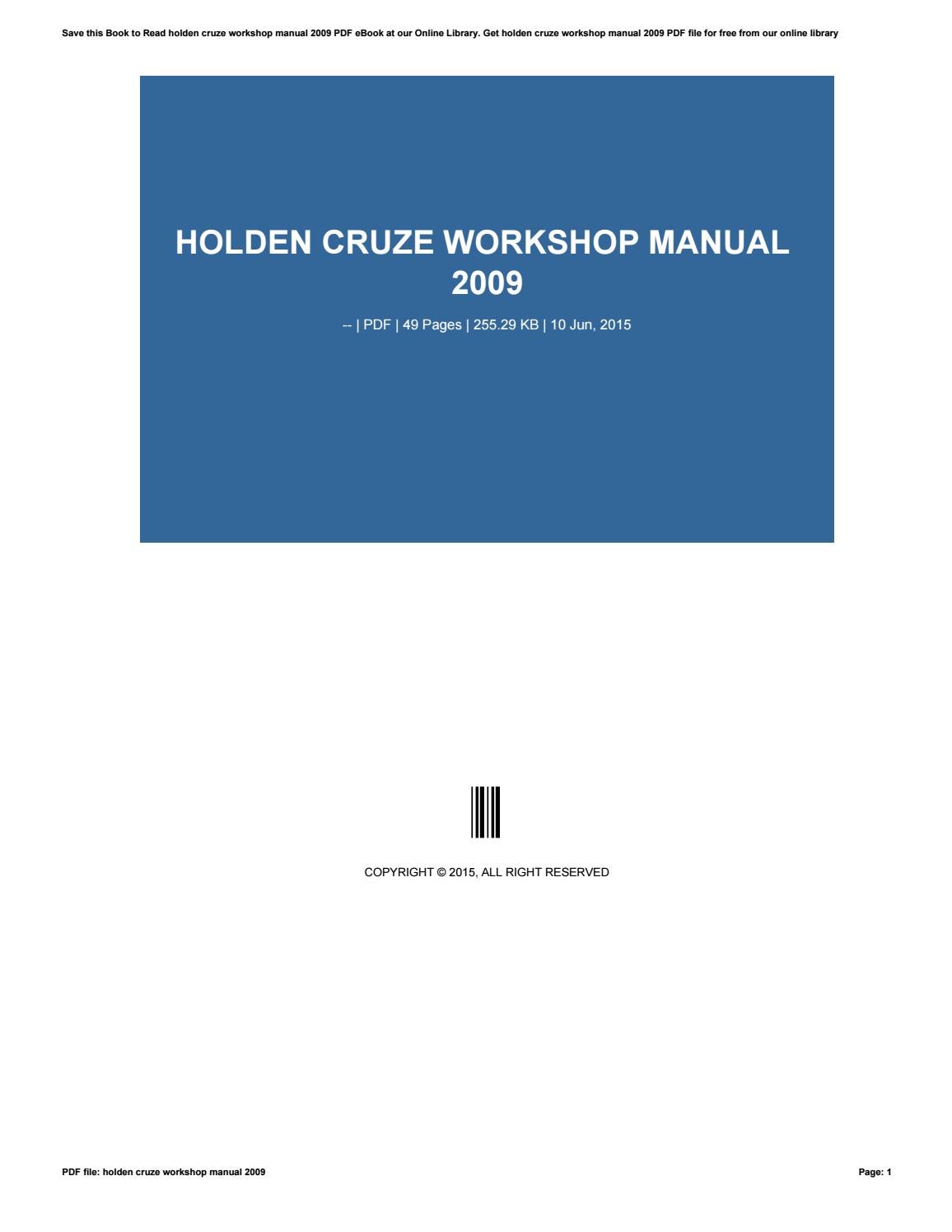2012 holden cruze workshop manual pdf