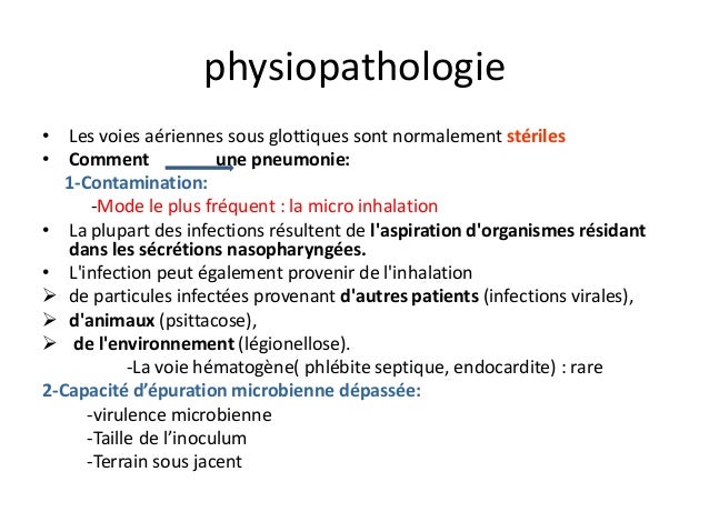 Physiopathologie de la pneumonie pdf