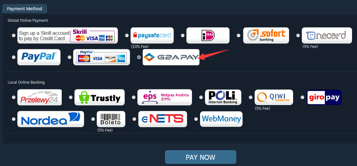 G2a how to pay with visa