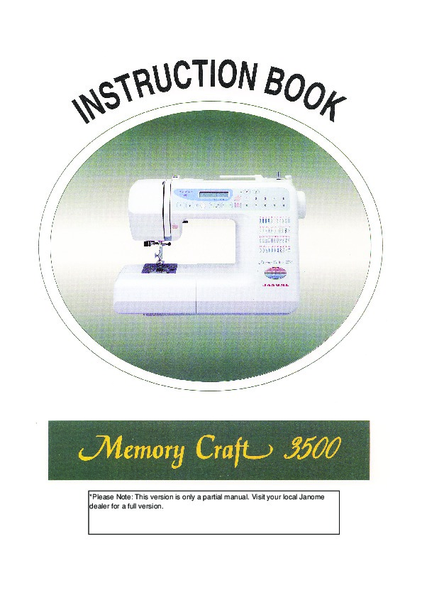 janome memory craft instruction manual