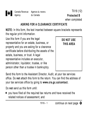 Cra forms tax clearance certificate
