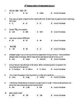 Grade 6 geometry test pdf