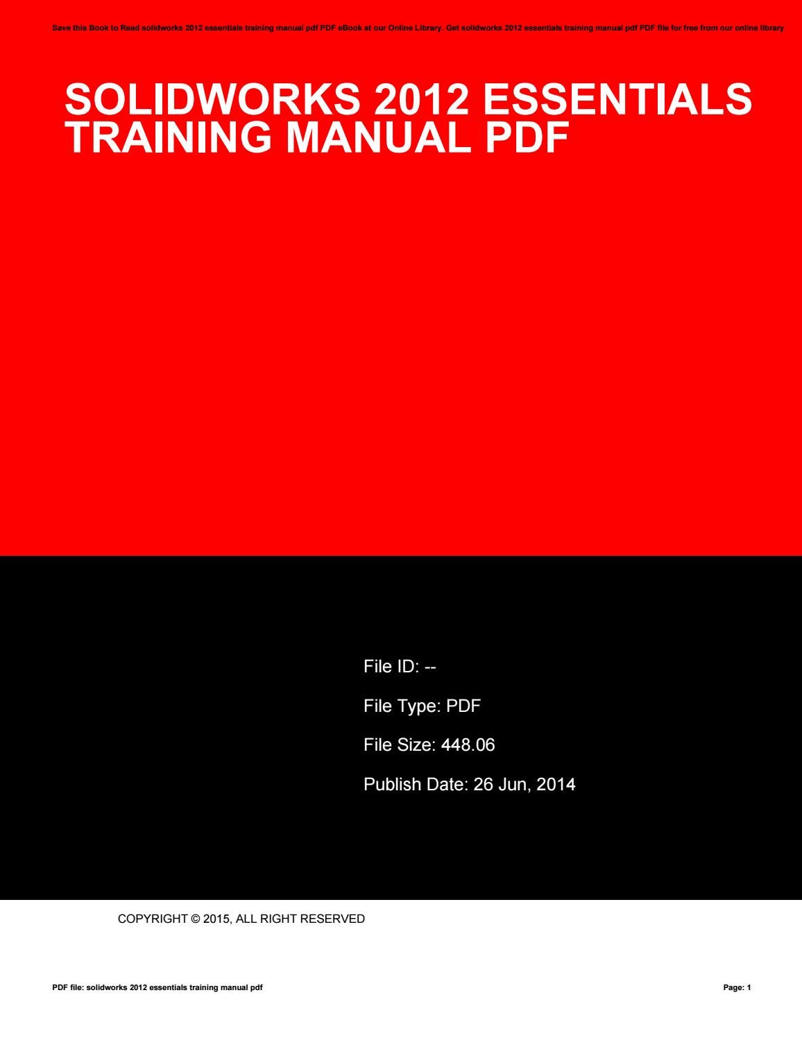 Solidworks essentials training manual pdf 2016