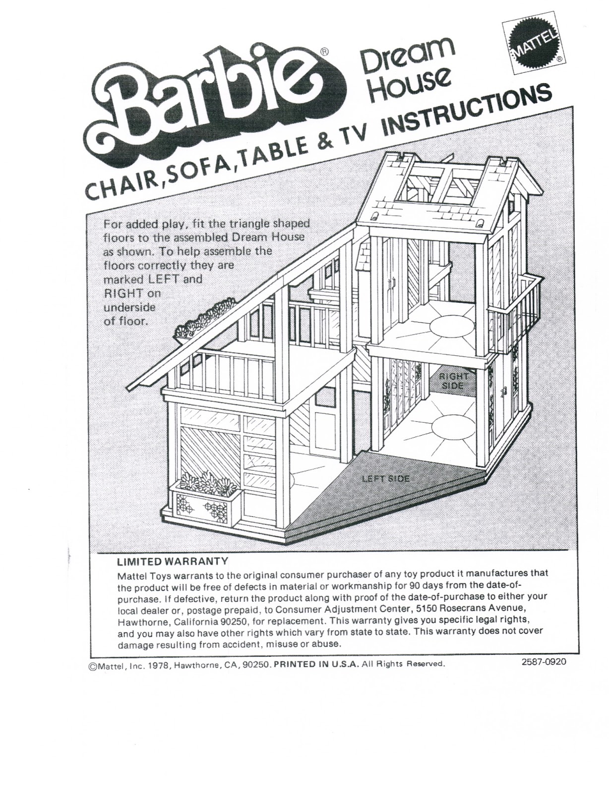 Barbie california dream house instructions