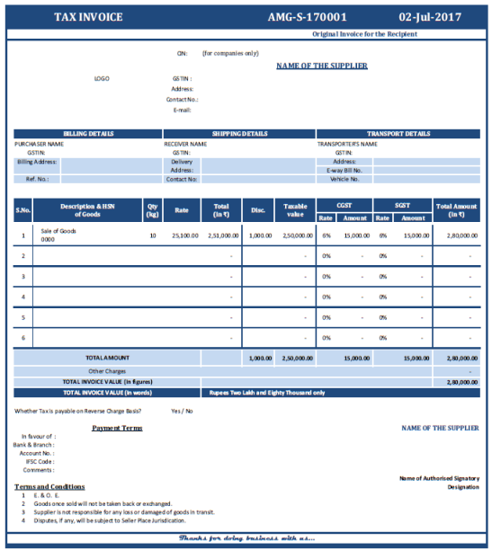Stock transfer invoice format in pdf