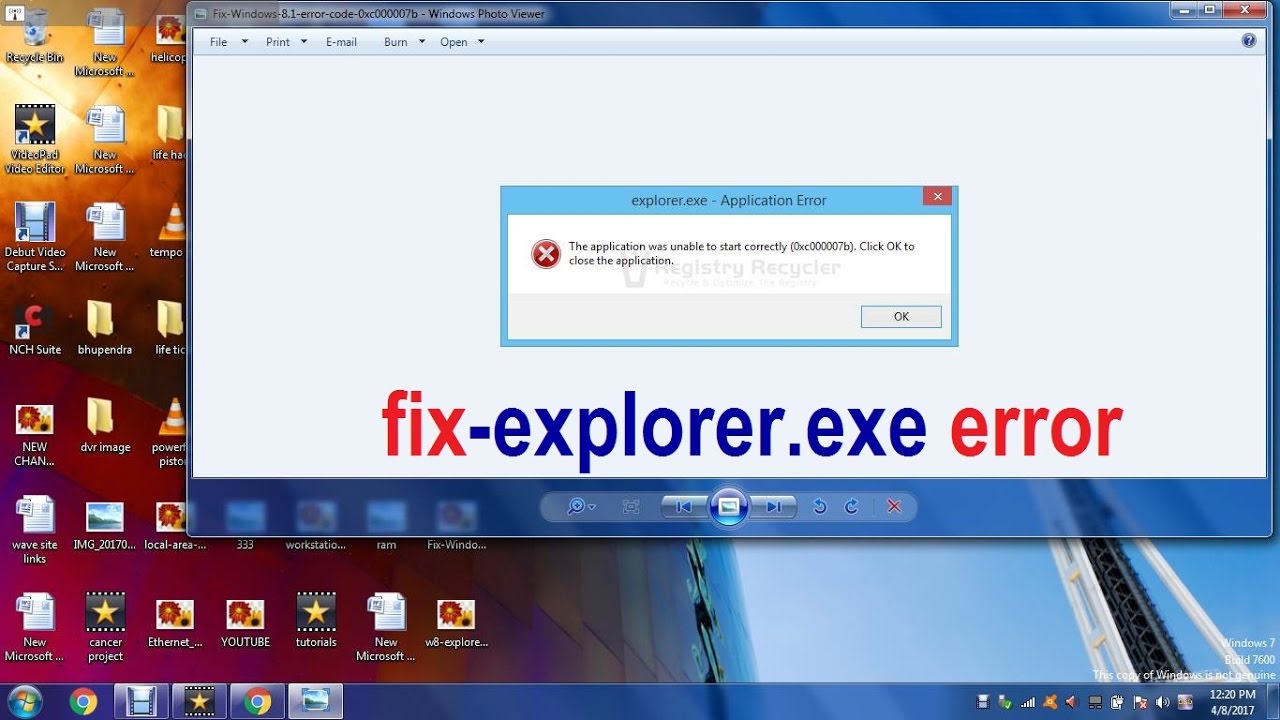 Explorer.exe application error the application was unable to start correctly