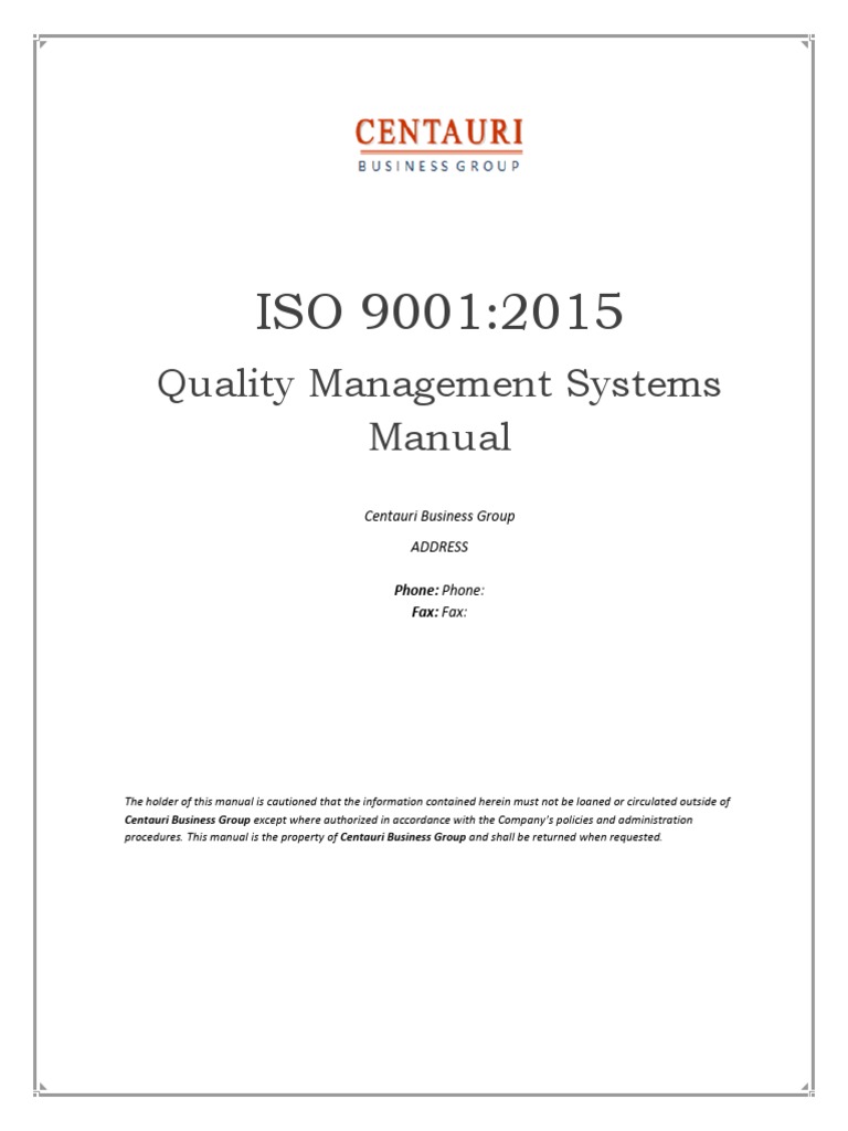 Free quality manual template download