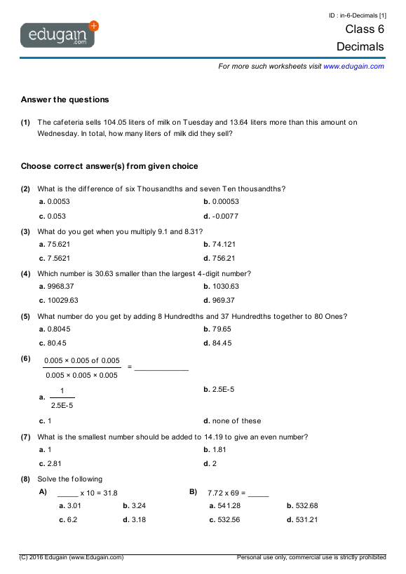 Grade 6 geometry test pdf
